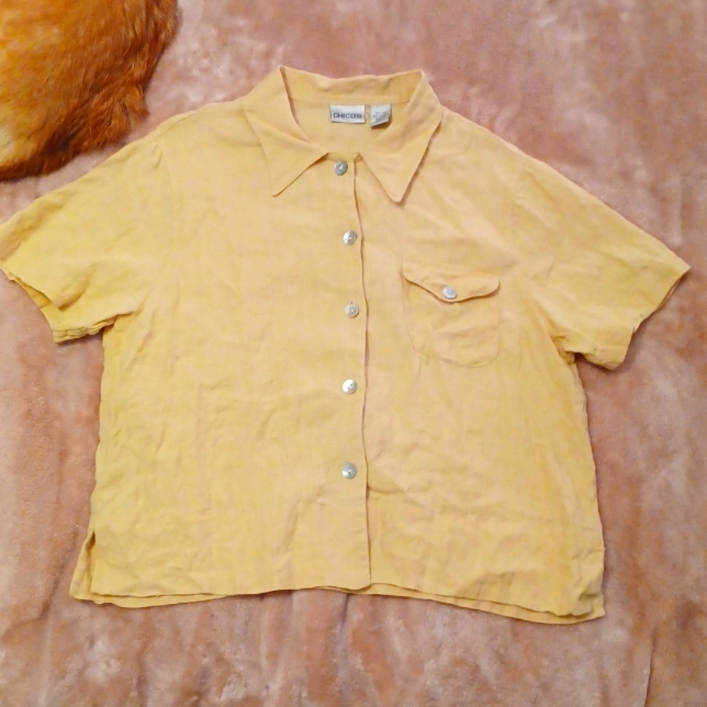 Yellow vintage button up